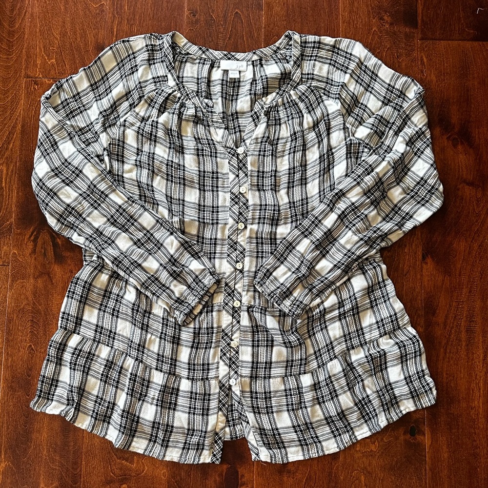 J. Jill plaid peplum style too Sz S